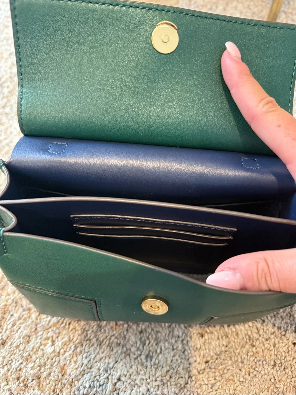 Tory Burch Emerald Green Leather Mini Top-Handle Bag